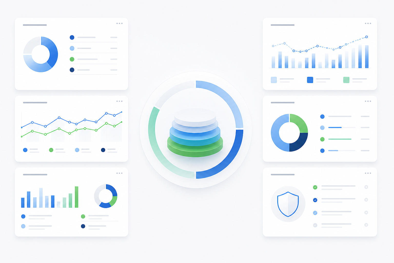 Executive financial management dashboard illustrating cash, business performance, planning, margins, capital decisions, and financial controls